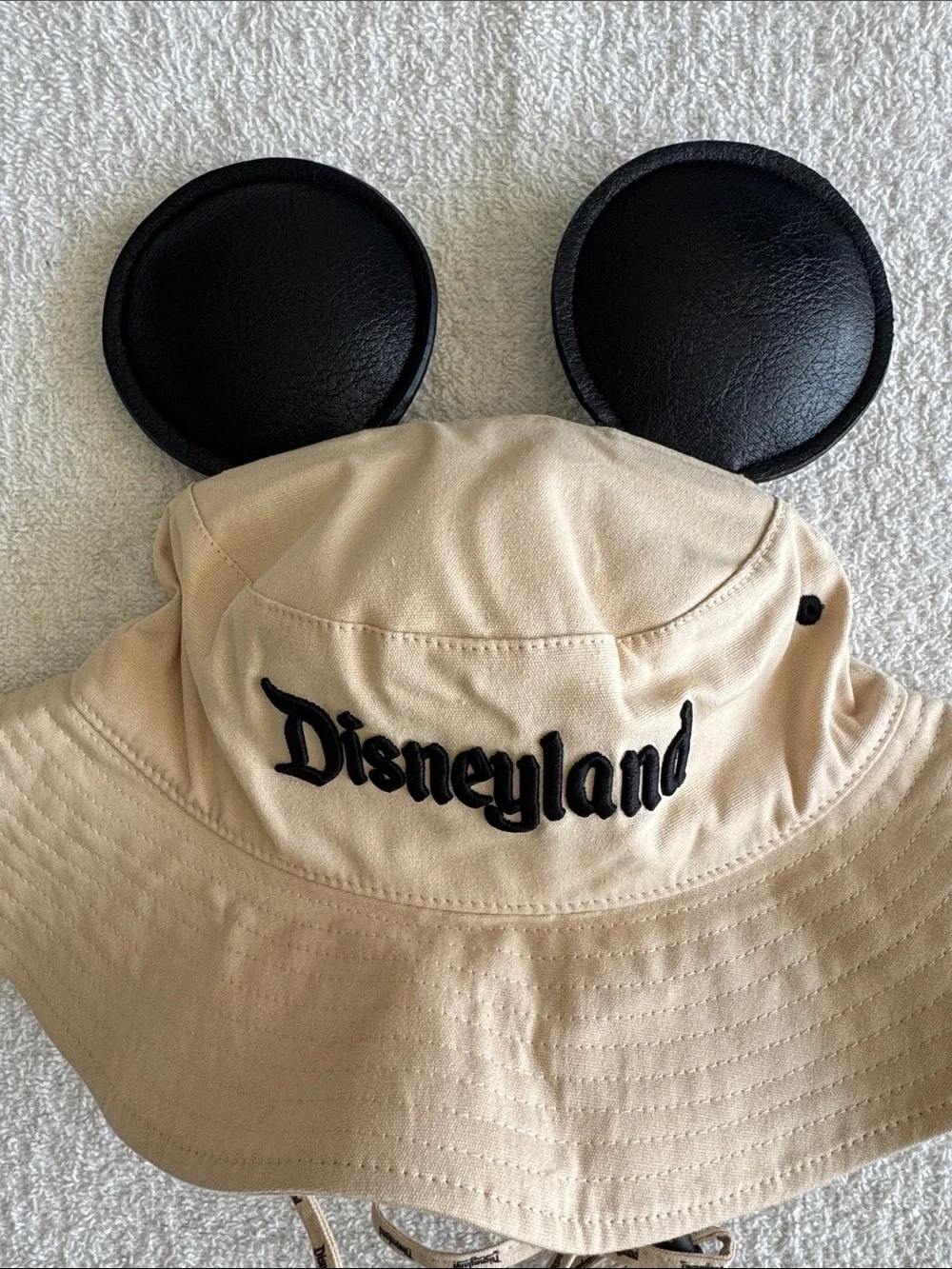 Disney Disneyland Beige Bucket Hat with Black Mickey Ears